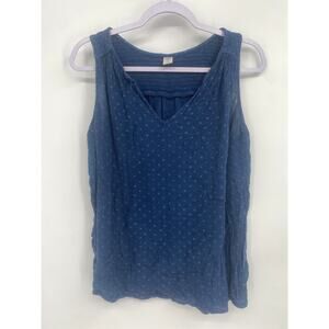 Old Navy Navy Printed Smocked Swing Tank for Women V-neck XL